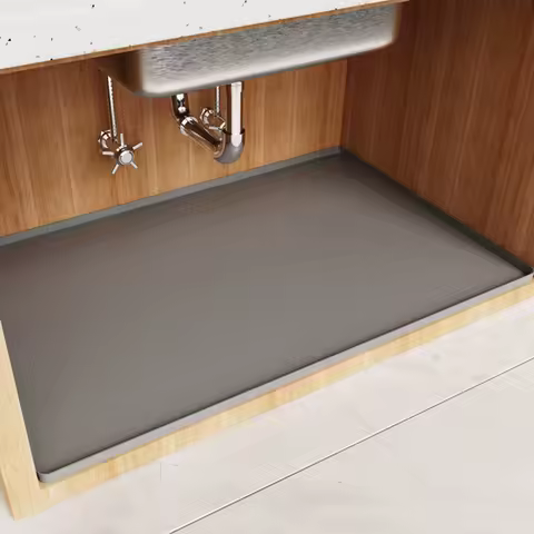 34" x 22" Under Sink Mat Waterproof Silicone Cabinet Liner Flexible Easy to Clean Under Sink Organizer for Kitchen Bathroom