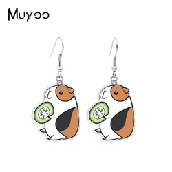 2021 New Funny Cartoon Cartoon Pets Guinea Pig Fat Mouse Loves Kiwi Fruit Handcraft Epoxy Acrylic Fish Hook Earrings