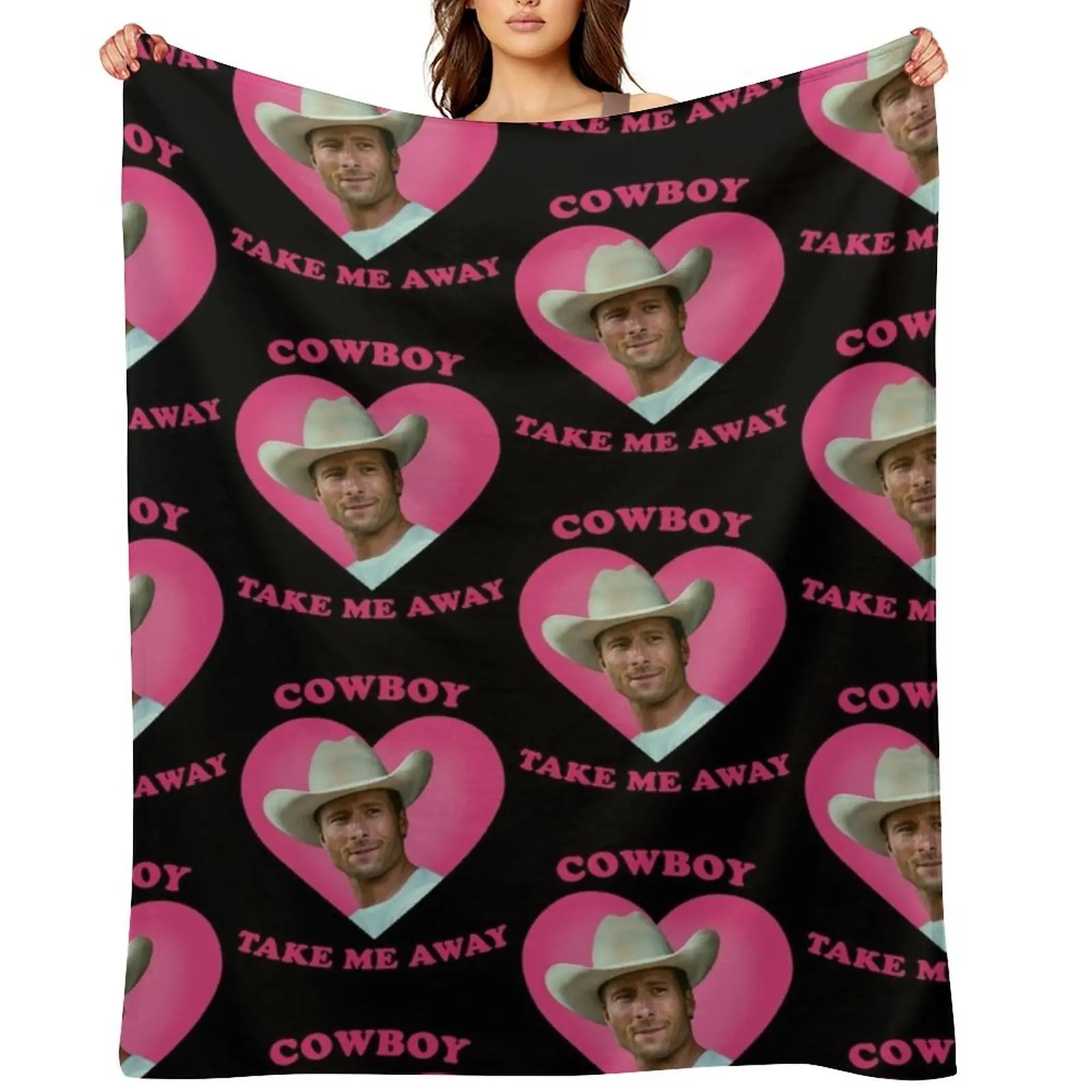 

Glen Powell Cowboy Take Me Away Throw Blanket Retros Hair Warm Extra Large Throw Blankets