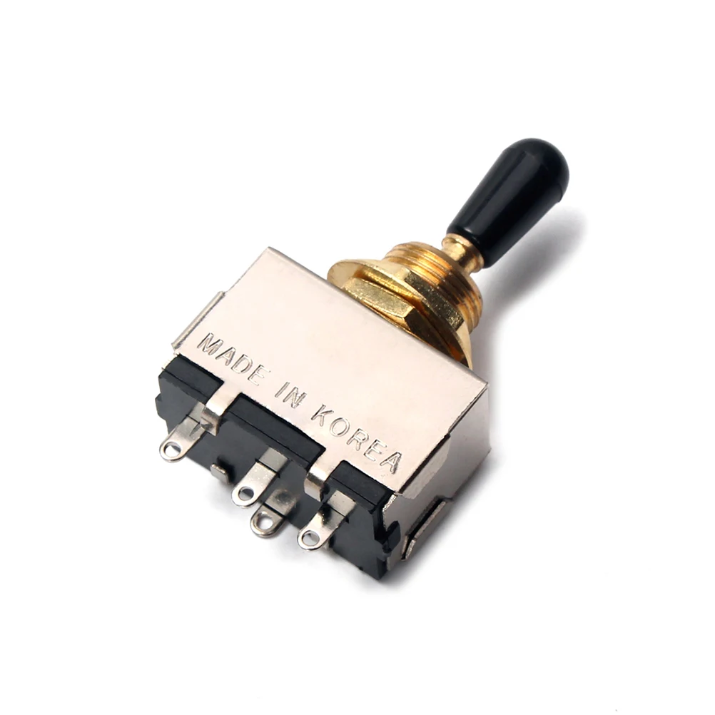 

3-Way Pickup Selector Toggle Guitar Knob Metal Plastic Box Style Switch For Noise-Free 4.8X2.9X1.5Cm Black Gold