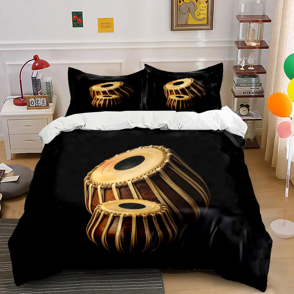 Indian Traditional Tabla Drums Print Soft Comfortable Duvet Cover Bedding Set Included 1*Duvet Cover  2*Pillowcases