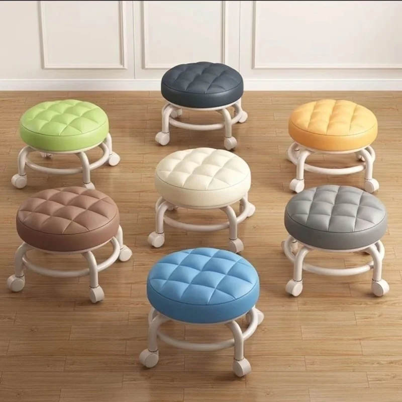 Universal Wheel Stool Household Pulley Small Low Stool Chair Shoes Changing Stools 360 Degree Rotating Round Chair for Children image 3