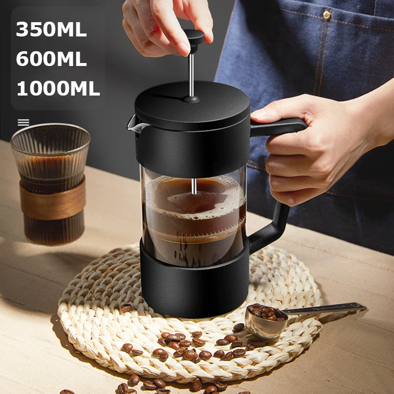 350/600/1000ML French Press Coffee Maker Pot Thickened Borosilicate Glass French Press Coffee Maker Multifunction Hand Punch Pot