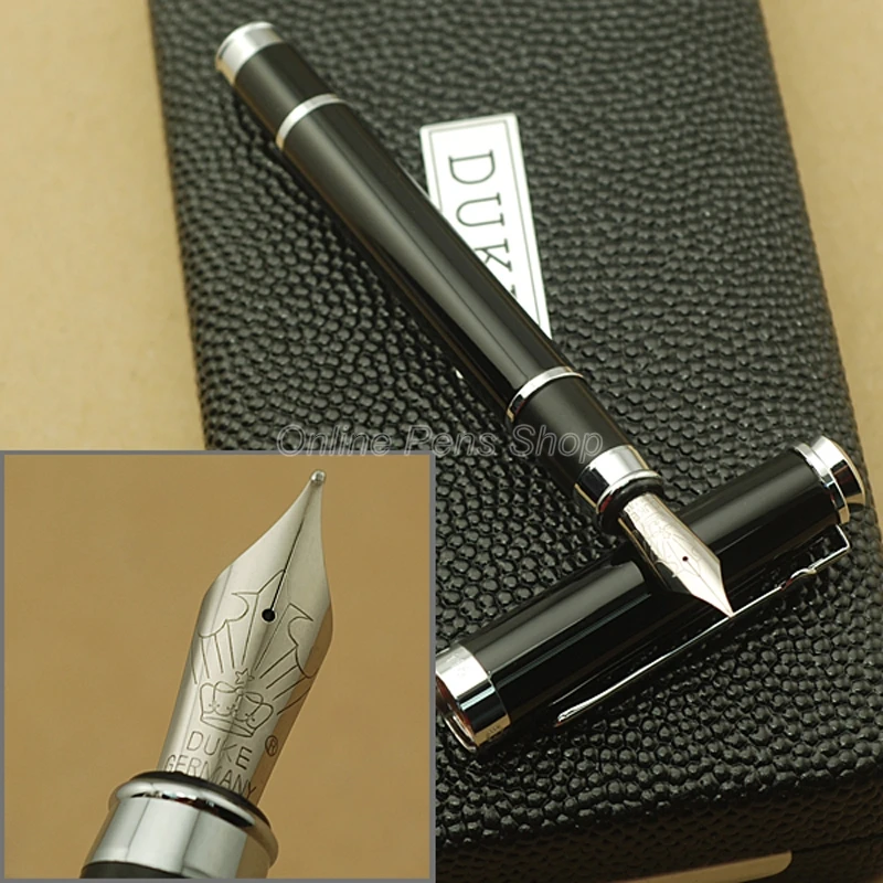 Imagem -02 - Duke Carbon Fiber Fountain Pen Estilo Bonito Caneta de Presente Preto e Prata Escritório e Casa Material Escolar