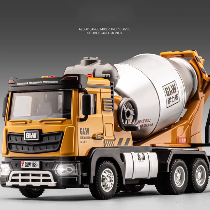 1:40 شاحنة خلط سبيكة دييكاست نموذج الهندسة البناء لعب المركبات ضوء الصوت التراجع جمع لعب للأطفال