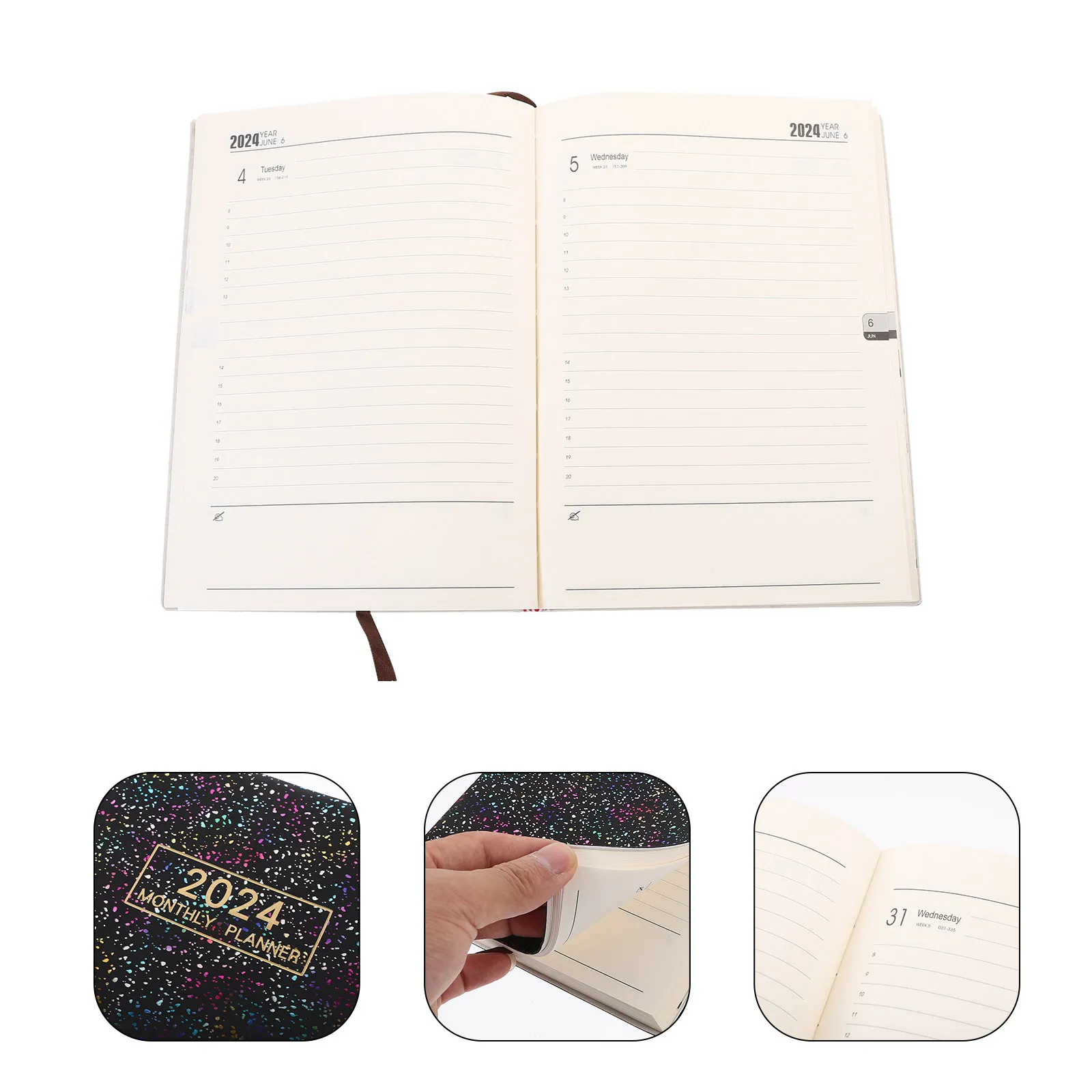 

Planner Book Portable Household Academic Planner Sparkling Cover Note Organizer Daily Schedule Writing Notebook