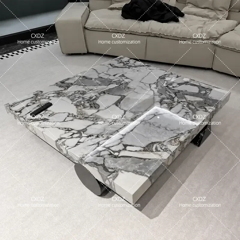 Elephant White Natural Marble Coffee Table Living Room Household Italian Minimalist Ocean Storm Luxury Stone Coffee Table