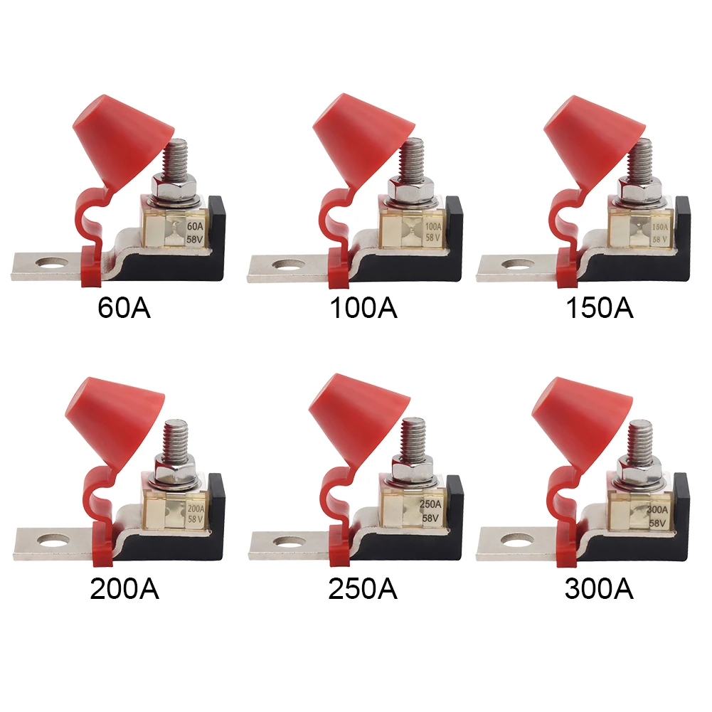 60A 100A 150A 200A 250A 300A Battery Terminal Mount Fuse Block Kit with 58V Ring Fuse M8 Marine Battery Terminal Holder For Boat