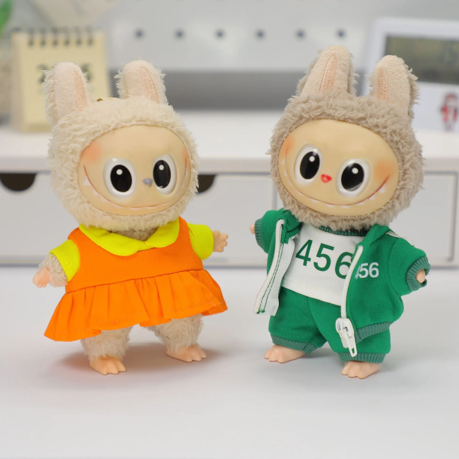 

labubu casual game set trendy blind box pendant doll dopamine clothing 17cm Labubu doll dress a festival gift for others labubu