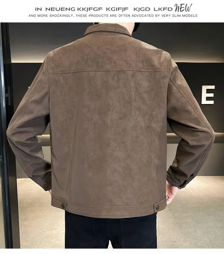 2025 Nowa zamszowa kurtka męska z klapami i klapami Premium