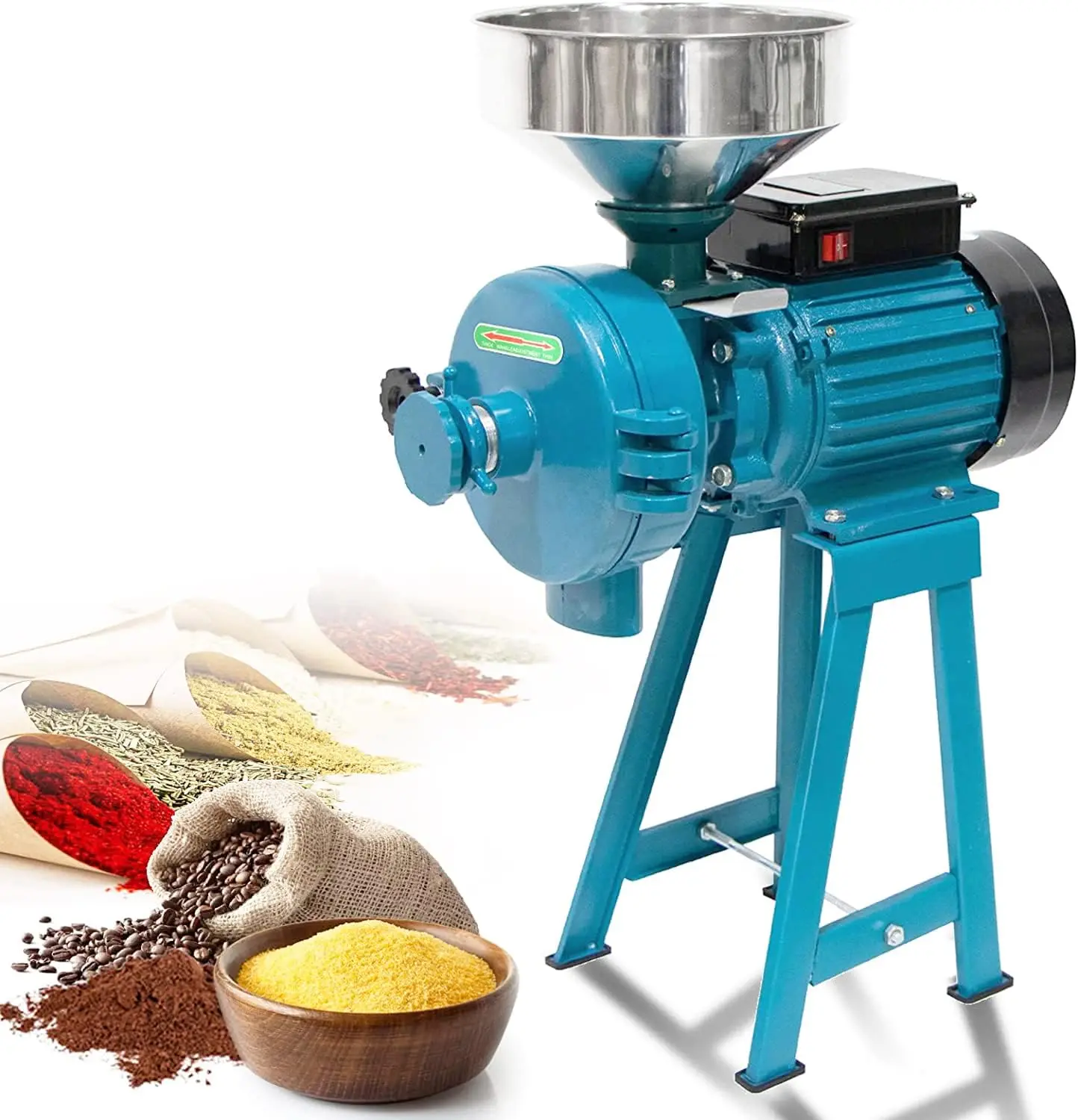 Corn Grinder Electric Grain Mill Machine, Molino De Maiz Electrico, 3000W Dry Machine Cereals Coffee Wheat Miller, Commercial Ho