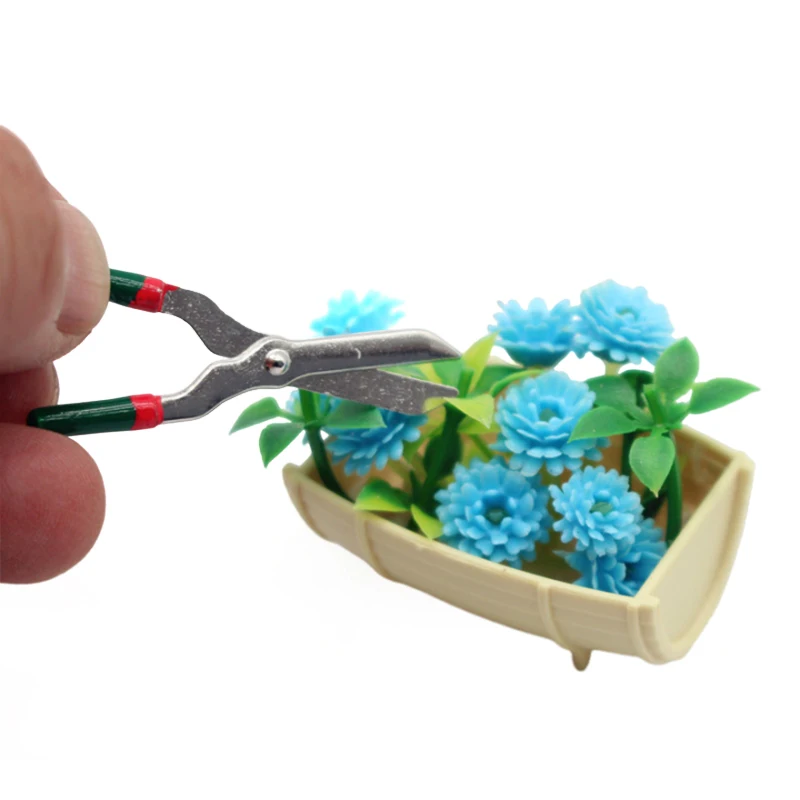 Juego de tijeras de pala de simulación para casa de muñecas, herramientas de jardinería en miniatura, decoración de micropaisaje, 1/12