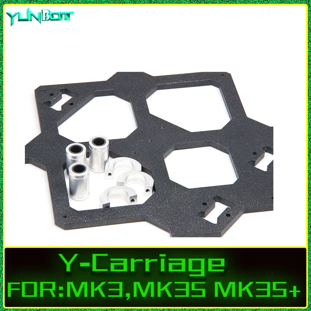 Original Prusa i3 MK3 3D Printer Aluminum Y Carriage With 3pcs Aluminium part clamps LM8UU For Prusa i3 3D Printer Parts