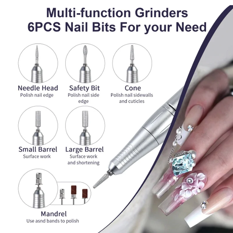 Draagbare elektrische nagelboor V5 Professionele nagelslijper Penstijl Oplaadbare nagelpolijstmachine Machine Nail Art Machine-A21R