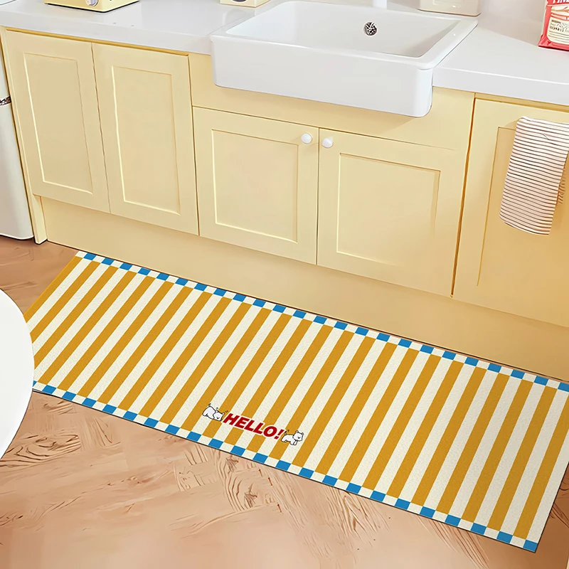 

Kitchen Carpet Waterproof PVC Leather Anti-oil Free Wipe Washable Easy To Care Floor Mat Color Dopamine Anti-slip Area Rug 주방 카펫