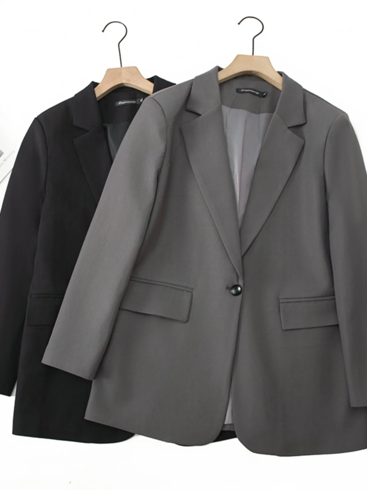 plus Size Women's Fashionable Single Button Suit Jacket Korean Style Spring Autumn Vintage Personality Large MM 200 Pounds