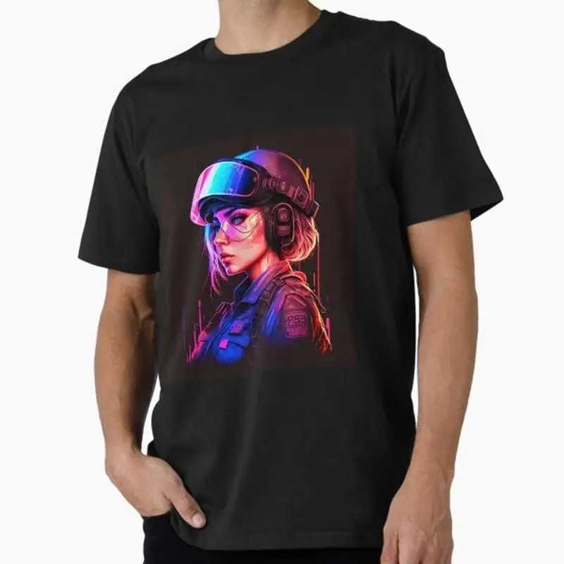 Profil soldat avec un effet néon captivant t-shirt fabriqué aux états-unis AUS M 2XL