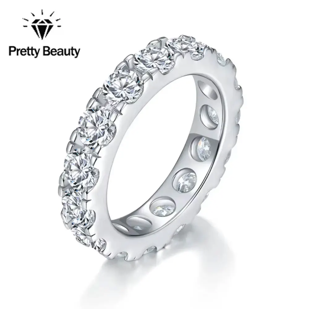 

Изысканное кольцо Pretty Beauty S925 из серебра с муассанитом 4 мм, покрытое белым золотом, с черными бриллиантами, ювелирное украшение, подарок для женщин