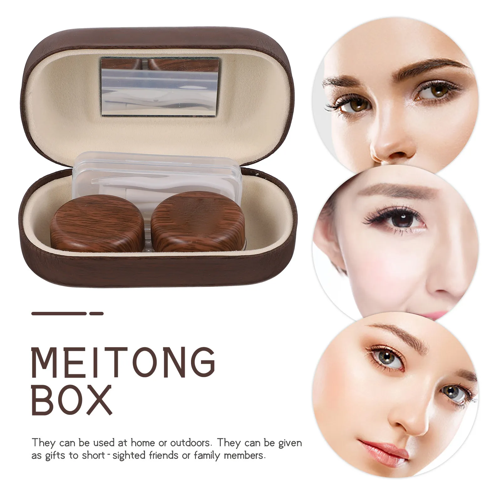 1Set Portable Silicone Lens Case with Leakproof Seal Hygienic Storage Box Mirror Interior Travel Friendly Contacts Lens Holder