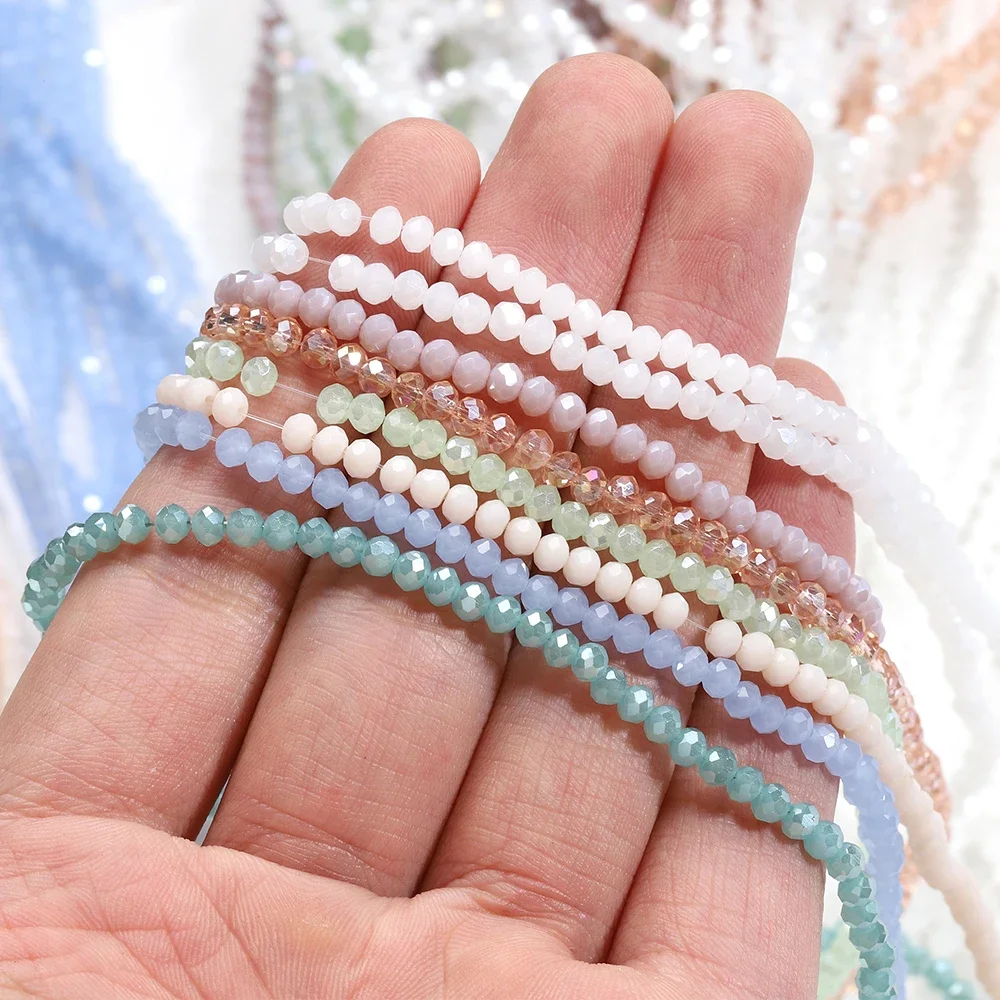 1 Strang Kristallglas-Rondellperlen, facettierte runde lose Spacer-Perlen für Schmuckherstellung, DIY-Armband- und Halskettenzubehör – Detail 5