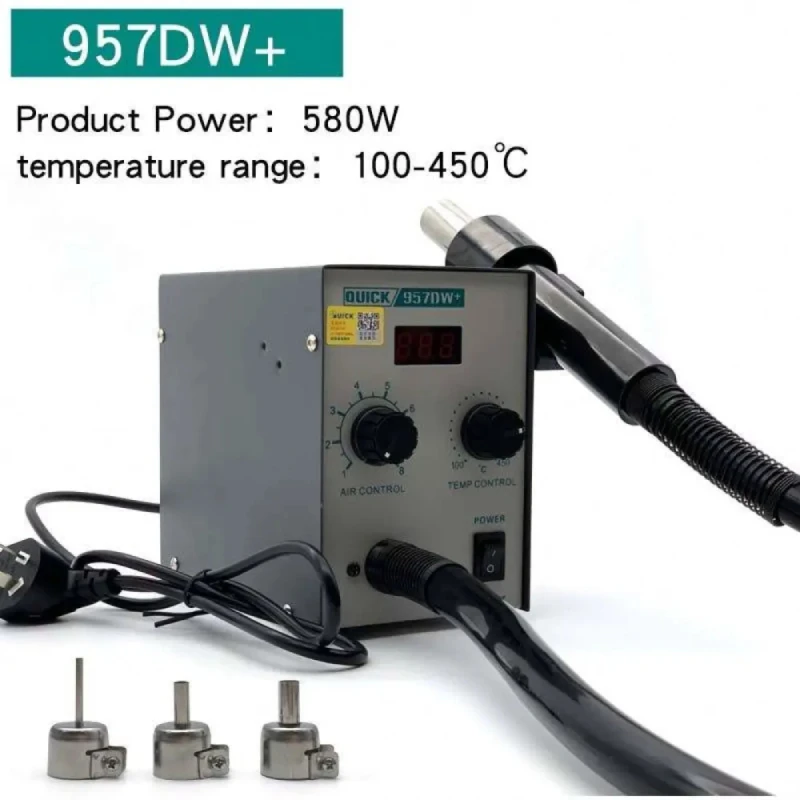 Imagem -05 - Quick 957dw Mais Estação de Solda 580w Retrabalho Pistola de ar Quente Ferramentas Desoldering sem Chumbo para Celular Manutenção Smd Original