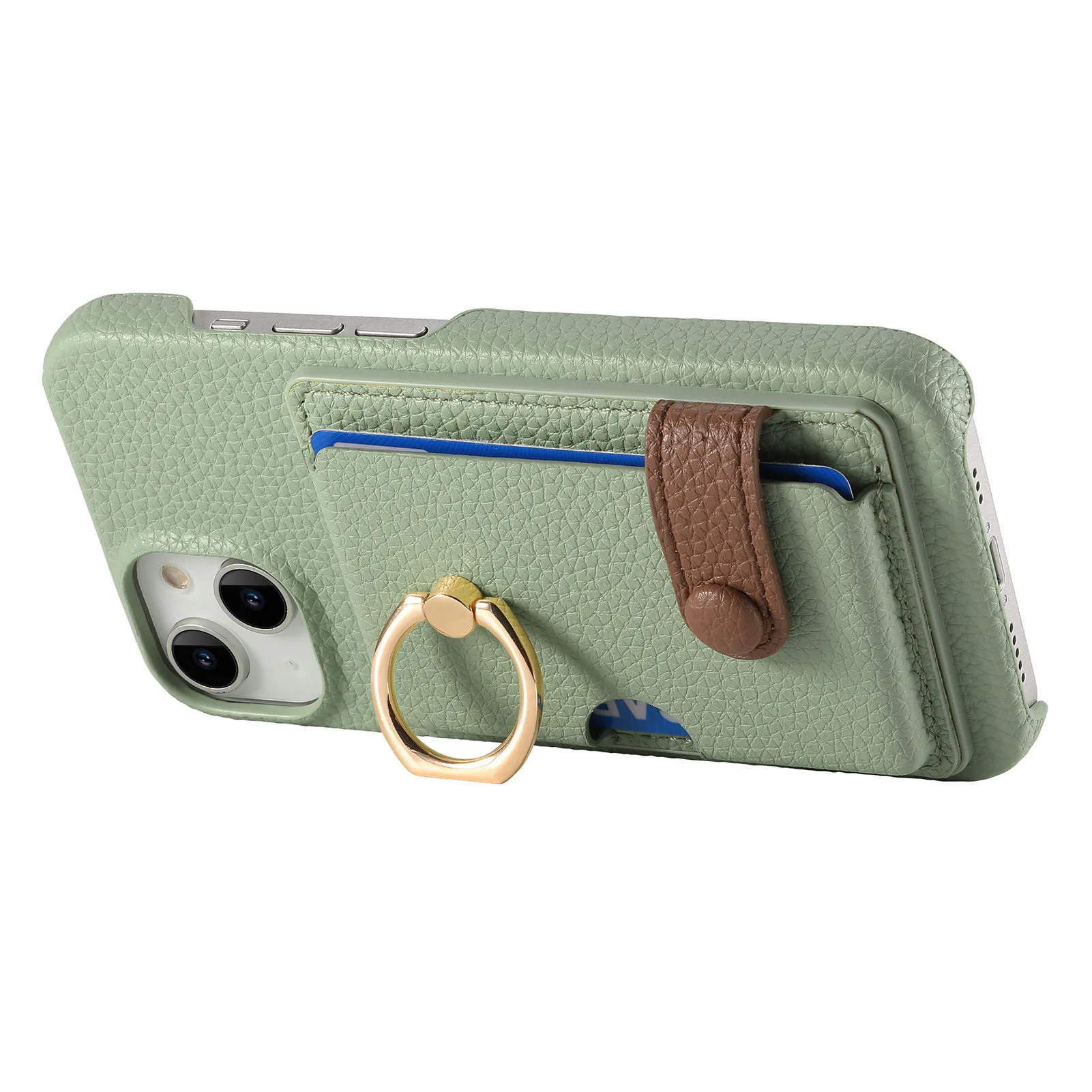 Leather Ring Support Phone Case for IPhone 17 Air 16E 18 16 15 14 13 12 11 Pro Max Plus Wallet with Card Holder Shockproof Cover