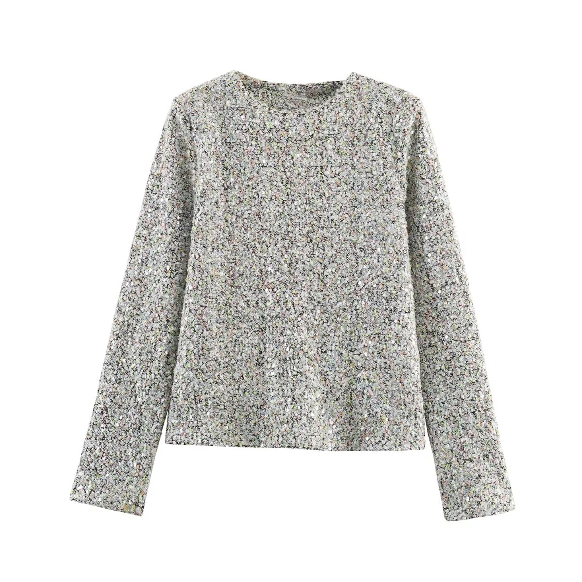 ملابس نسائية جديدة لخريف 2025 موضة غير رسمية مزاجية بسيطة مزخرفة بالخرز وأكمام طويلة + تنورة قصيرة عالية الخصر