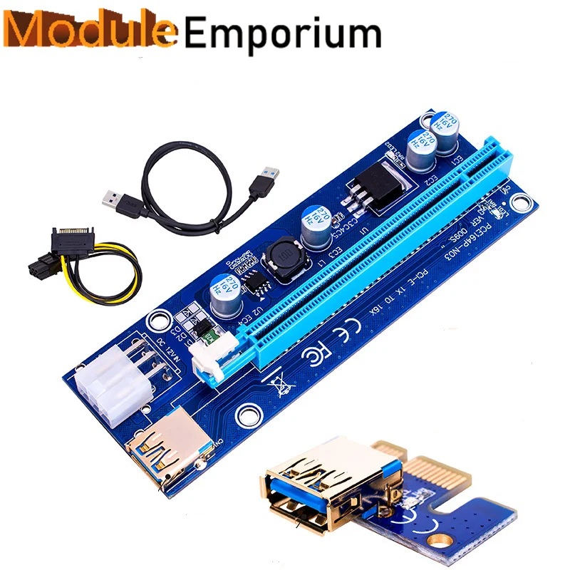 factory price new version ver009s 1x- 16x pci e express 6pin extender card usb 3.0 pci-e x16 riser 009s