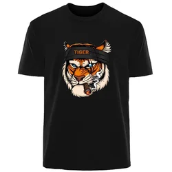 Fierce Tiger Creative Summer High Quality Men's 100% Cotton Breathable Sweat Absorbent T-Shirt Casual Fashion Men's Street Wear