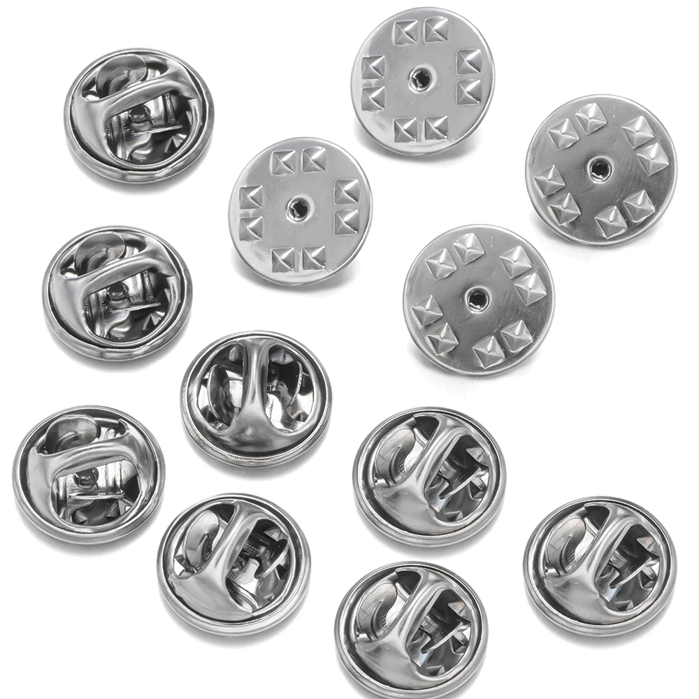50/500pcs Lock Pin Backs for Lapel Pins,Pin Back Replacement, Metal Enamel Pin Backing, For Craft Making, Rhodium