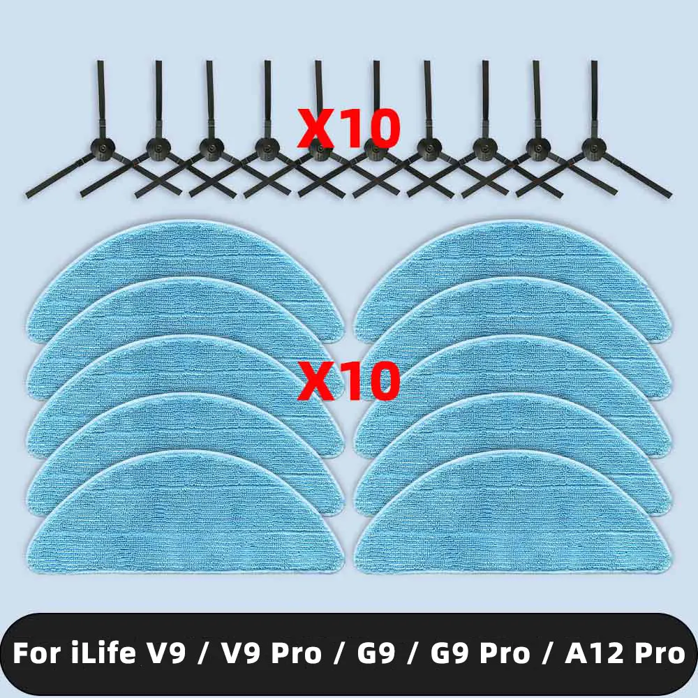 

Compatible For ( iLife V9 / V9 Pro / G9 / G9 Pro / A12 Pro ) Replacement Parts Side Brush Mop Cloth Accessories Consumables