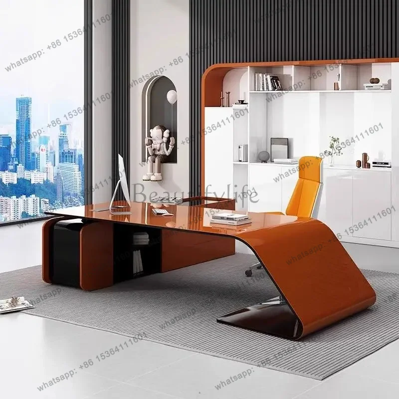 Shaped Organiser Office Desk Drawer Manager Modern Wood Reading Table Reception Executive Writing Mesa