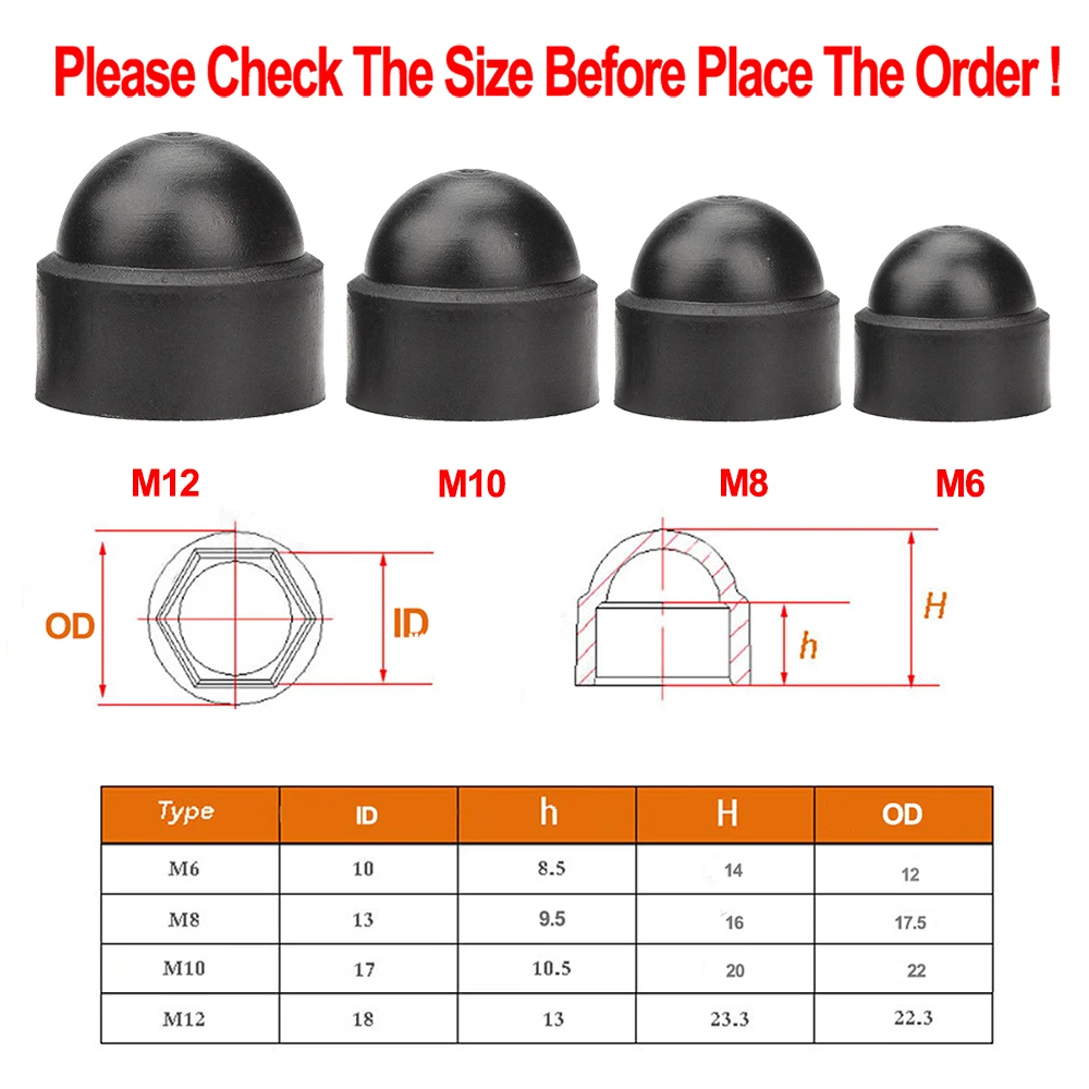 4-16Pcs Dome Car Door Screw Protection Cap Cover Exposed Hexagon Plastic M6 M8 M10 M12 Bolt Nuts For Toyota Corolla Rav4 Yaris