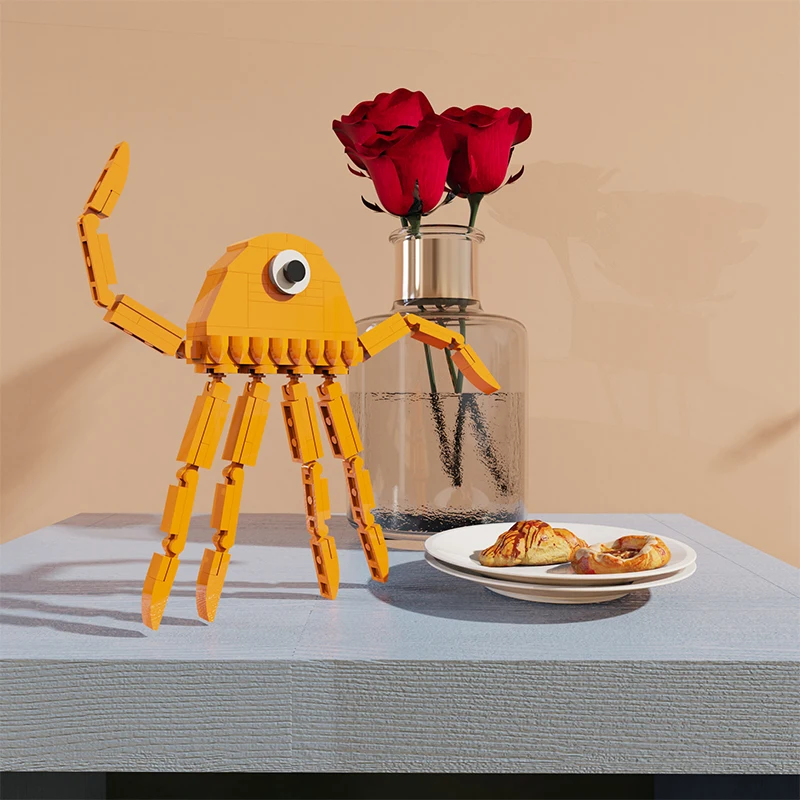 Medusa naranja modelo MOC rompecabezas completo DIY juguete creativo Halloween y regalo de Navidad