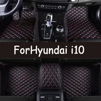 Car Floor Mats For Hyundai i10 BA Gran Metro Taxi Xcent IA 2014~2019 Leather Mat Car Mats Floor Rugs Durable Pad Car Accessories