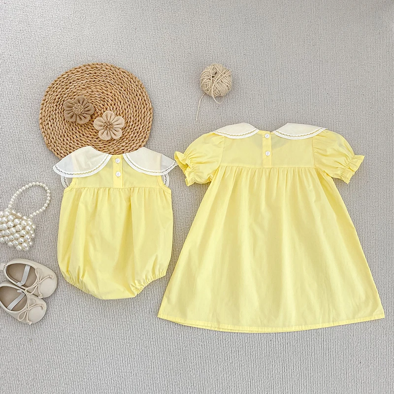0-24M Baumwolle Sommer Baby Mädchen Kleidung Neugeborenes Baby Mädchen Strampler Ärmelloser Blütenblatt-Kragen Overall – Detail 30