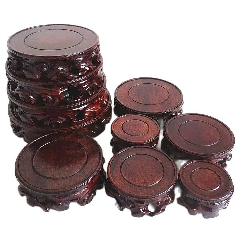 Premium massief houten miniatuur ronde voet - veelzijdige standaard voor beeldjes, vazen, bonsaipotten en koffie-/theebakken