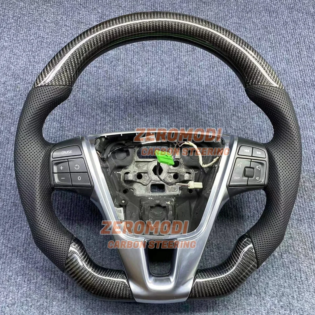 Real Carbon Fiber Leather Steering Wheel Replacement For Volvo S60 2010-2018 2nd Generation