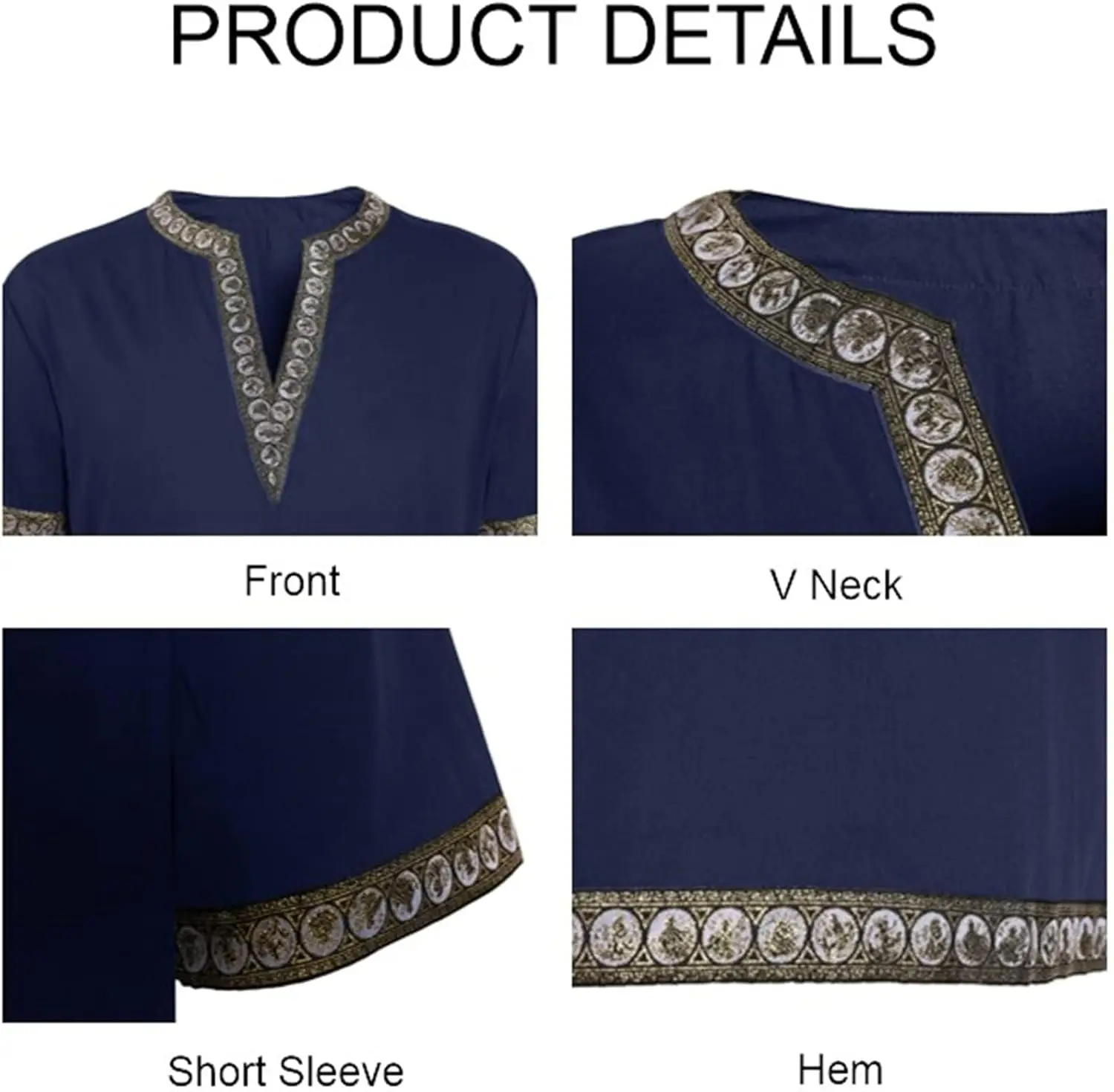 Mens Medieval Knight Tunic Renaissance Mercenary Scottish Costume Warrior LARP Halloween Tops