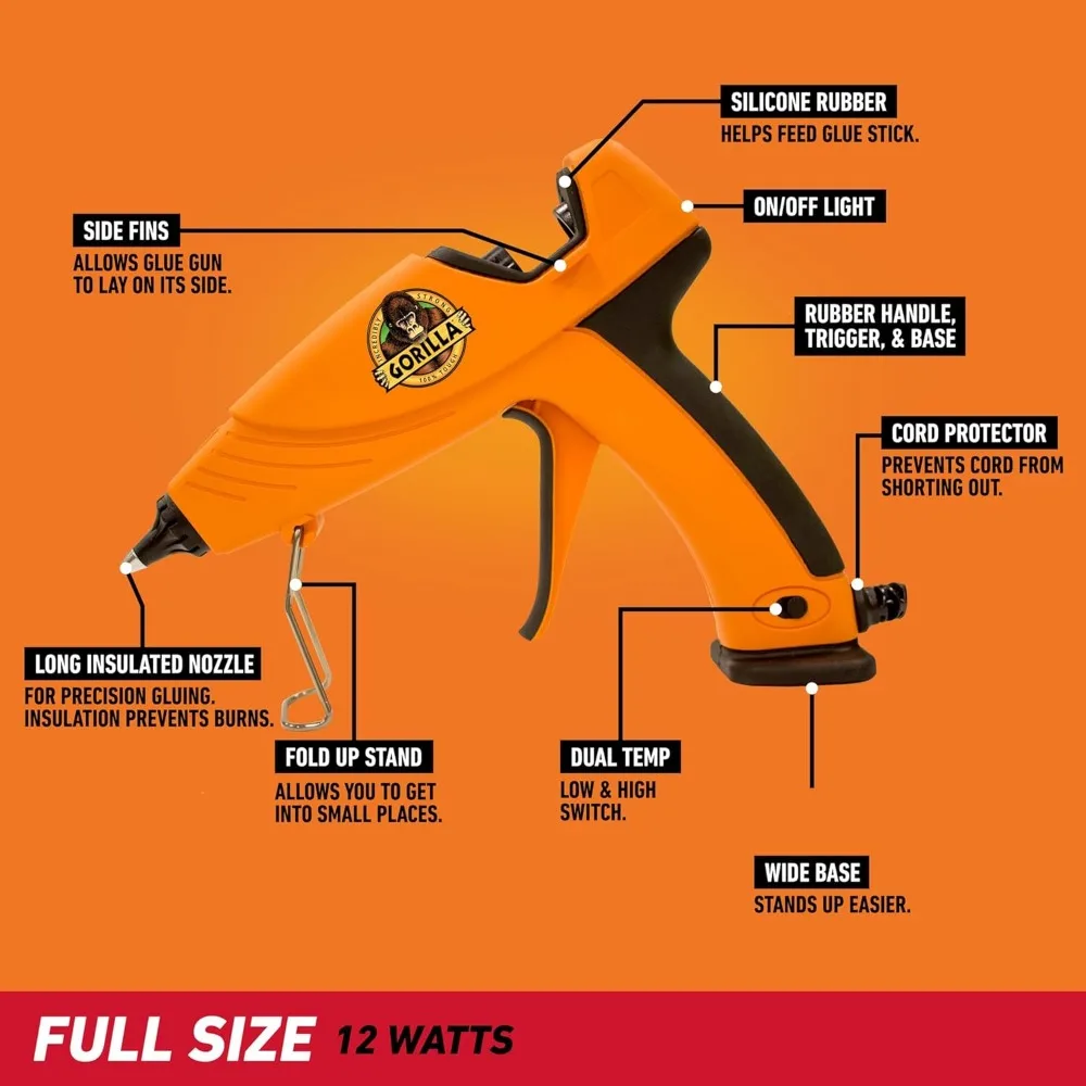 مسدس غراء ساخن بدرجة حرارة مزدوجة مع فوهة دقيقة وميزات أمان للحرف اليدوية والإصلاحات