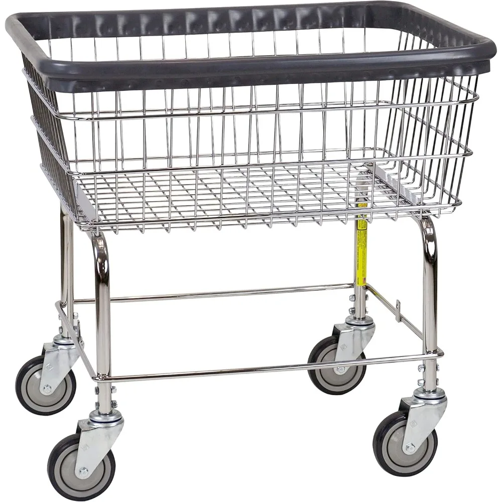 

96B Rolling Wire Laundry Cart 2.5 Bushel Durable Steel Frame with Chrome Finish Air Cushion Bumper 4 Smooth Ro