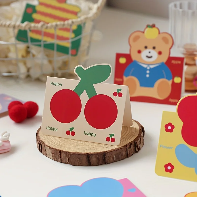 ​10Pcs Cartoon Greeting Card Multifunctional Greeting Card Party Holiday Gift Decoration Greeting Card Happy Birthday Card