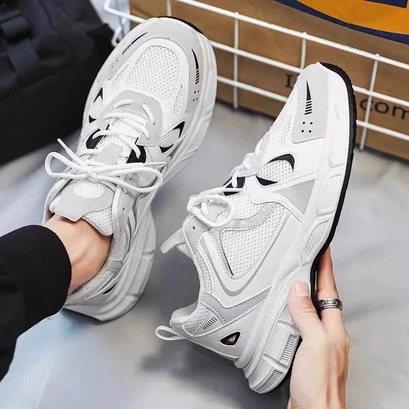 Mesh Breathable Chunky Sneakers para homens, Tênis de basquete casual ao ar livre, Esportes de plataforma, Tênis de corrida, Tênis masculino