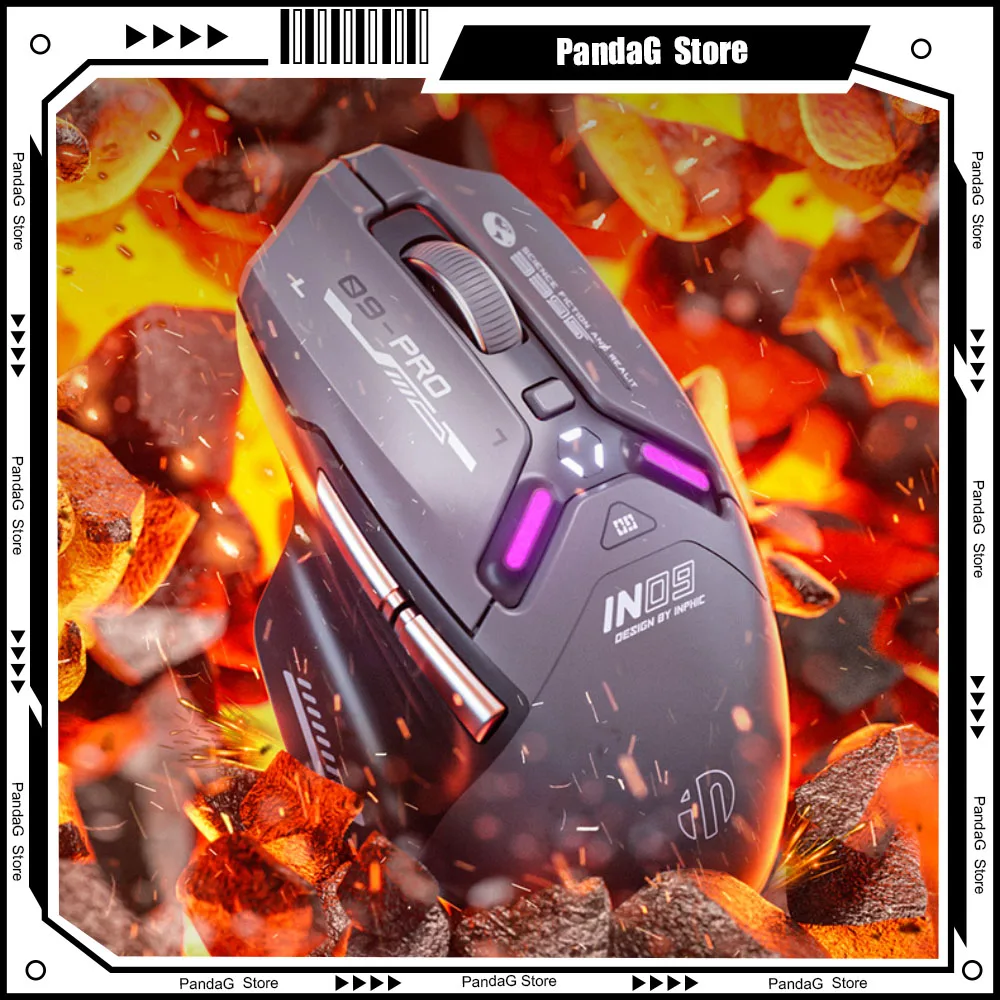 

Inphic IN9PRO Tri-mode Mouse PAW3395 8Khz Bluetooth Wireless 2.4G Wired Type-C Mechanical Gaming Macro 500mAh for FPS GameOffice