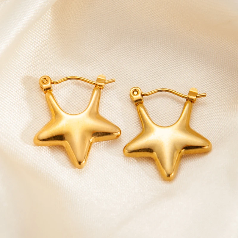 ANENJERY 316L Stainless Steel Hollow Star Heart Earrings for Women Special Niche Sweet Jewelry Gifts Wholesale