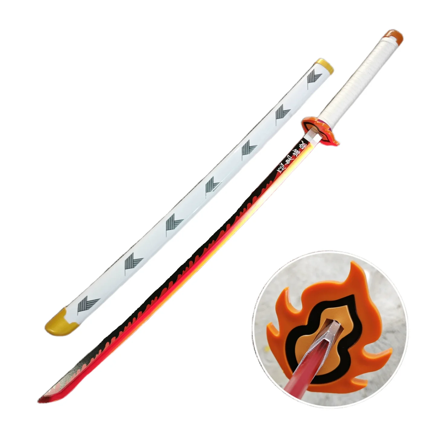 31/40 inch Glow Demon Slayer Katana Lichtgevende Zwaard LED Licht Kyoujurou Anime Cosplay Prop Echte Japanse Katana Samurai Lightsabre - afbeelding 2