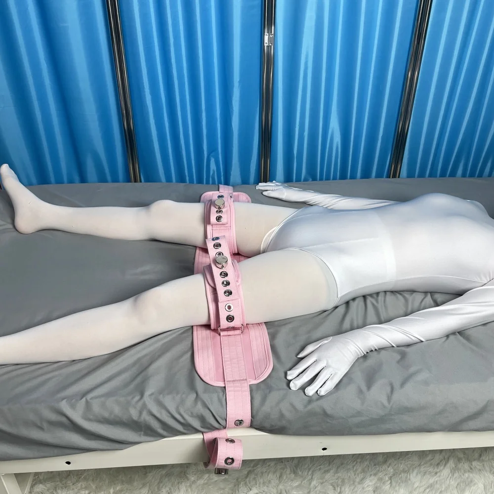 Magnetic Lock Leg Restraints Connection Belt Pink Medical Soft Cotton Cuff Straps Safety Restraint for Patients Elderly Hospital