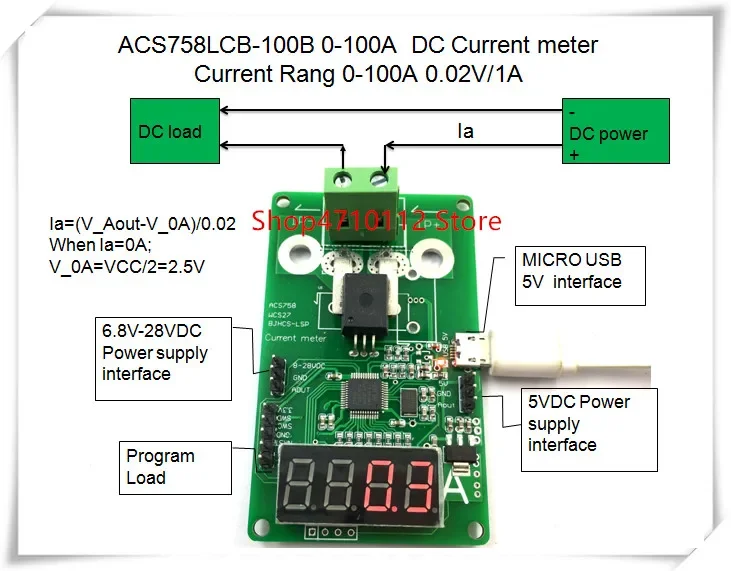 NEW 1PCS/LOT ACS758LCB-100B ACS758LCB 100B ACS758   0-100A DC Current meter Current Rang 0-100A 0.02V/1A