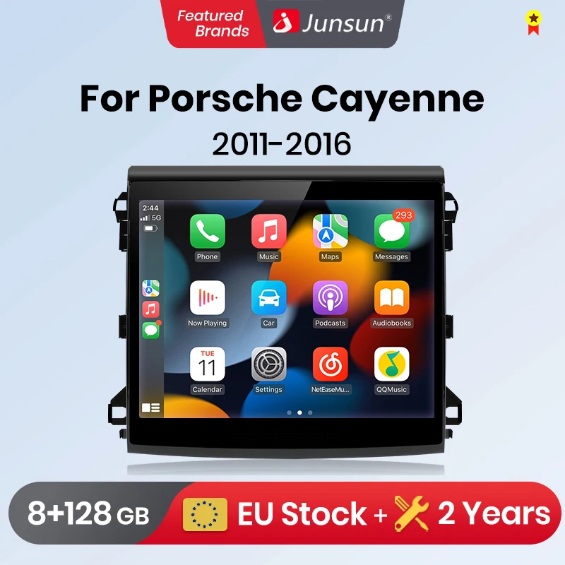 Junsun Wireless CarPlay Andorid 13 Auto Car Radio For Porsche Cayenne 2011-2016 Multimedia GPS 4G Navi