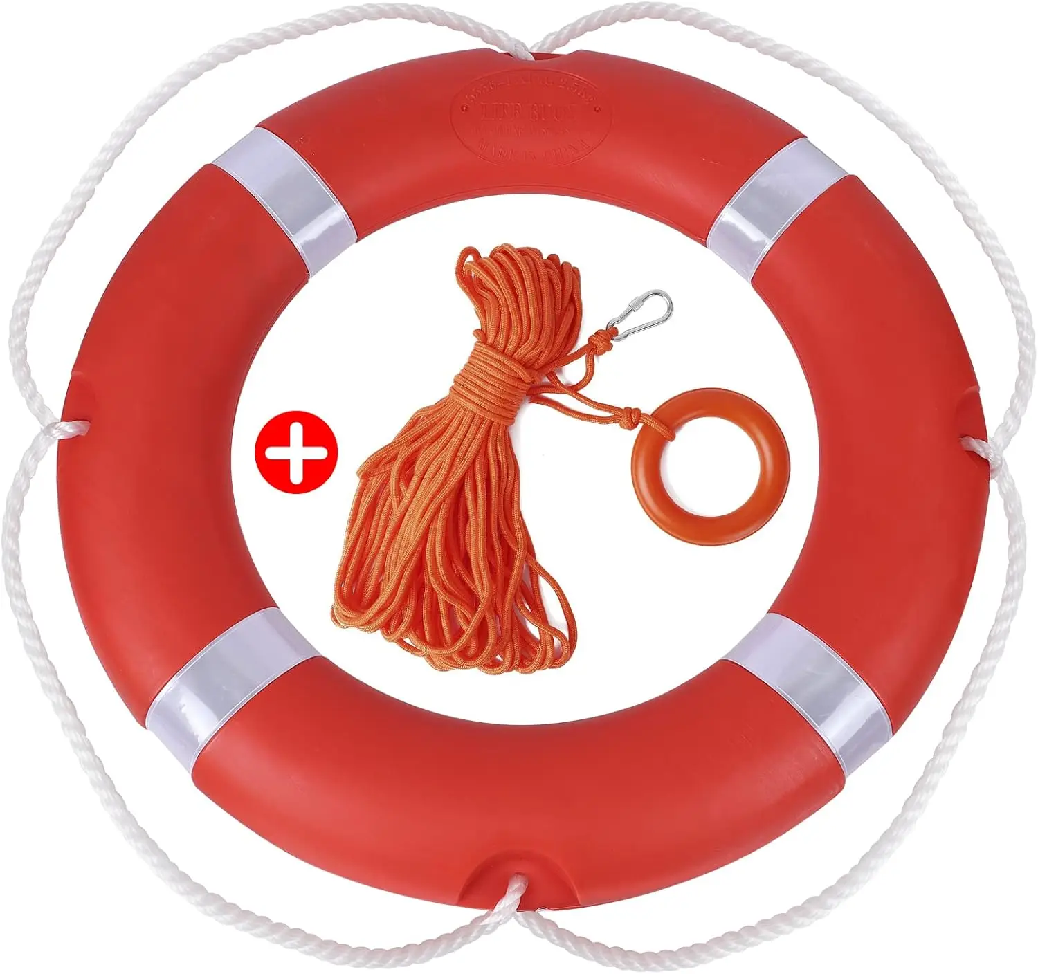 

28/23 Inch Boat Safety Throw Ring Set 98.4FT Floating Lifesaving Rope 2.5/1.5 KG International Standard Outdoor Professional Thr
